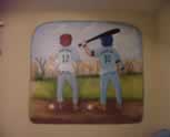 Twin Boys Baseball Game Mural